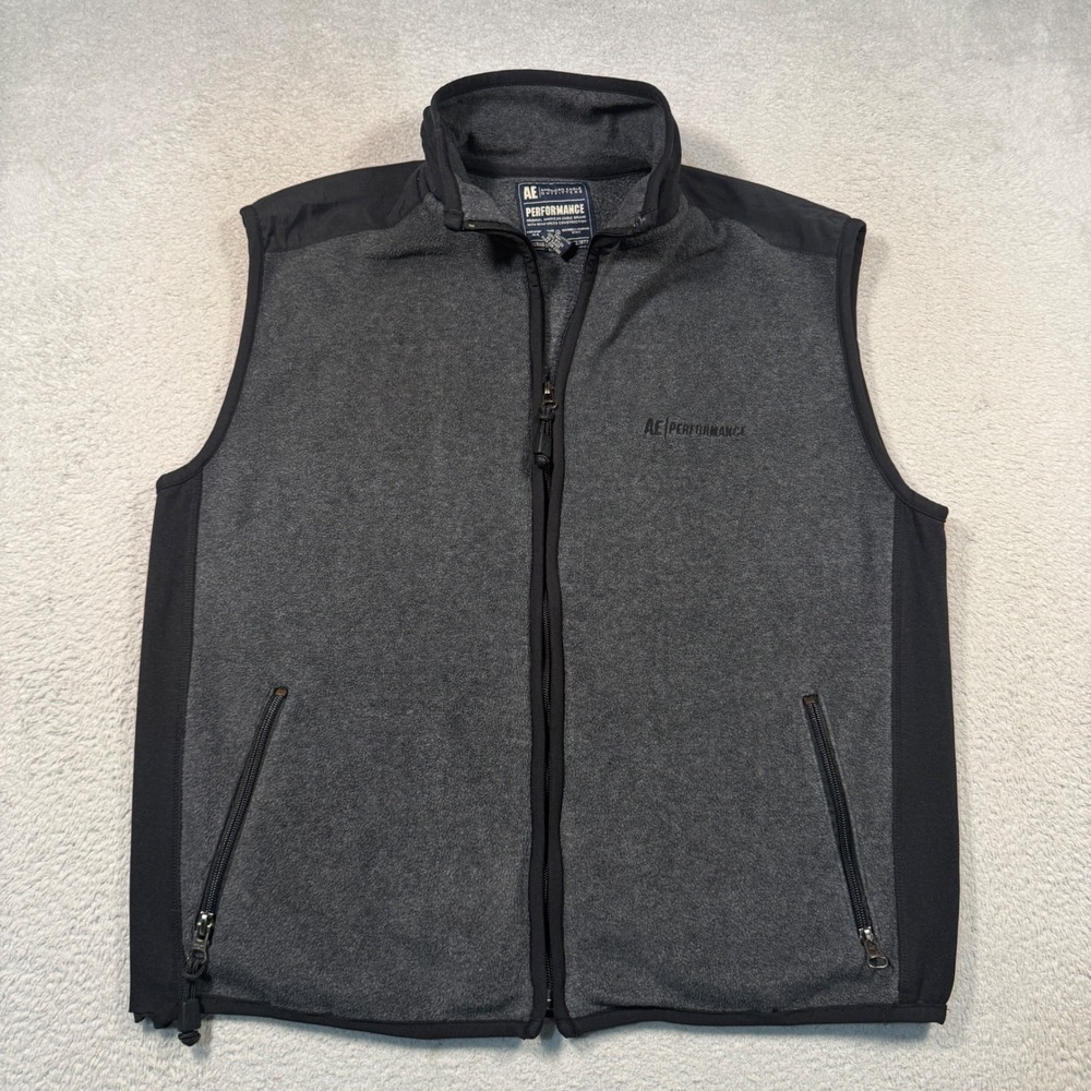 Vintage American Eagle Fleece Vest Mens M Gray Performance Full Zip Gorpcore
